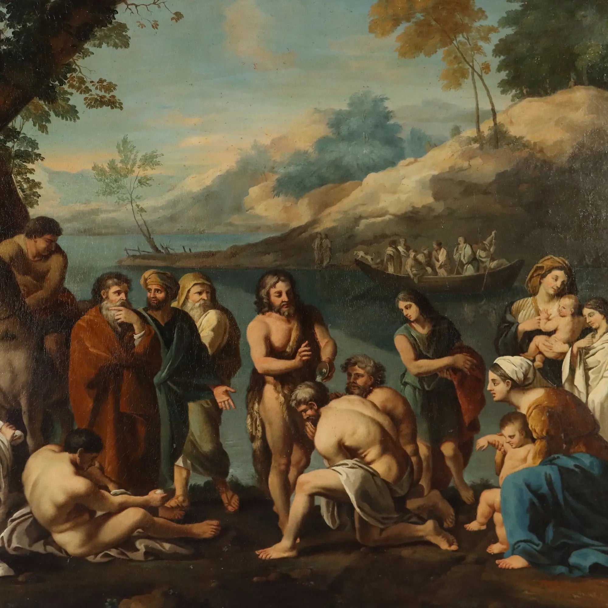Antique Painting St. John Oil on Canvas France XVII-XVIII Century