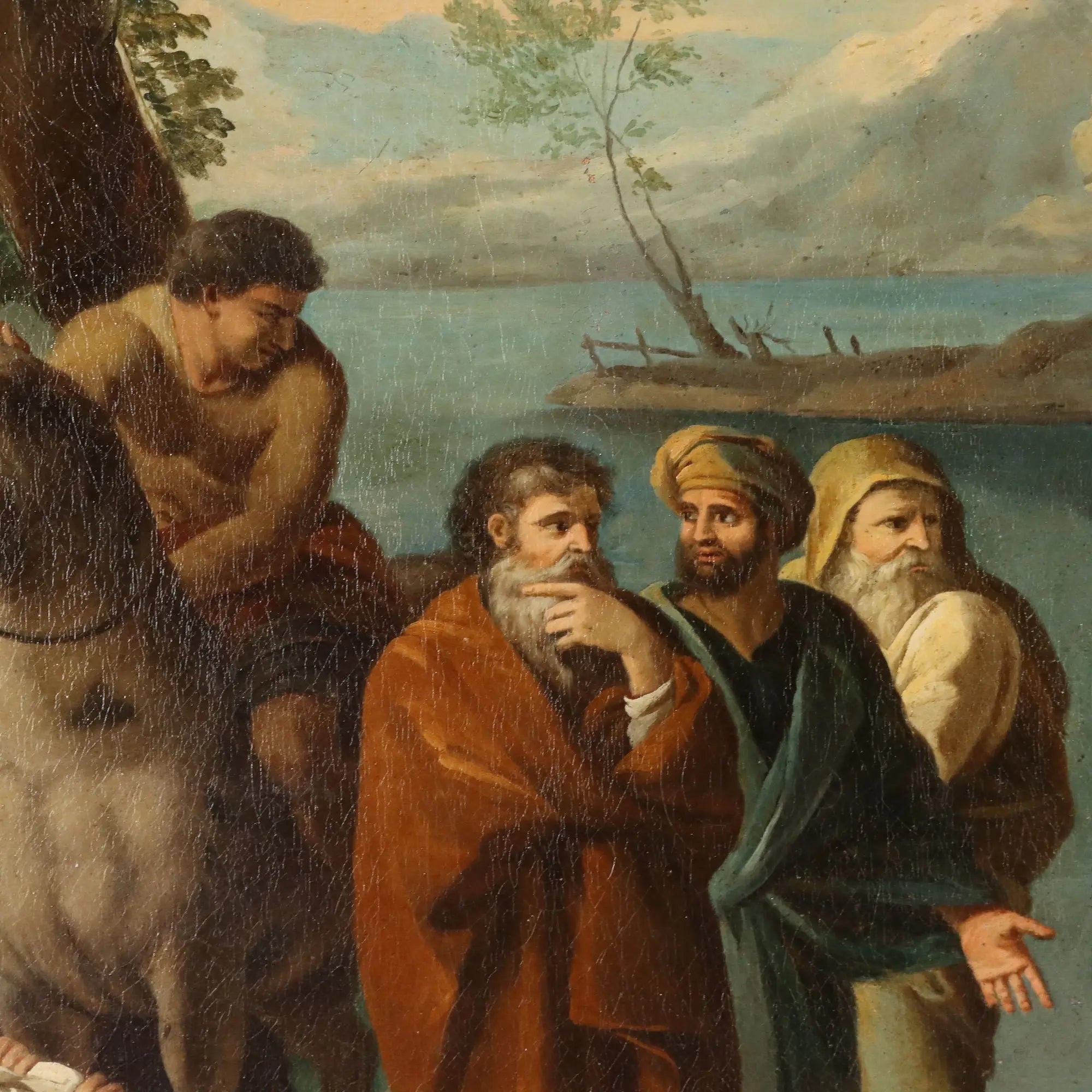 Antique Painting St. John Oil on Canvas France XVII-XVIII Century