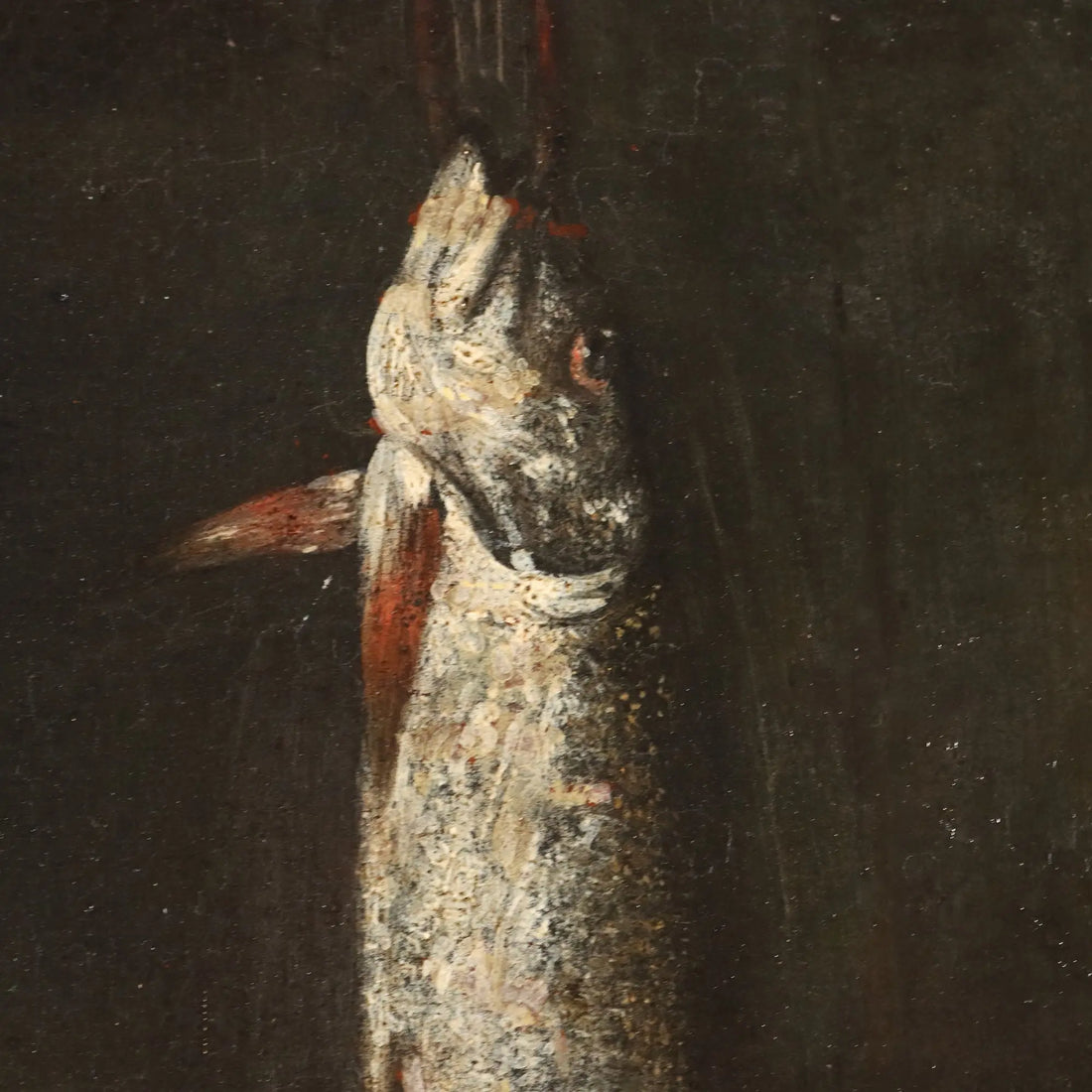 Antique Painting Still Life with Fishes and Snails Oil on Canvas '600-'700