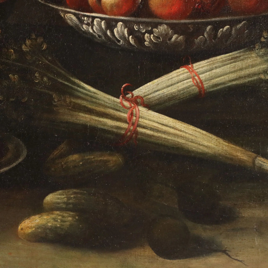 Antique Painting Still Life with Fishes and Snails Oil on Canvas '600-'700
