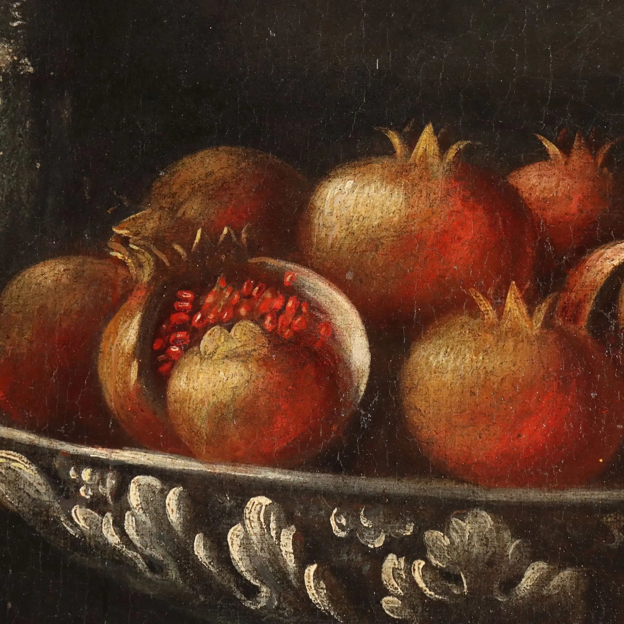 Antique Painting Still Life with Fishes and Snails Oil on Canvas '600-'700