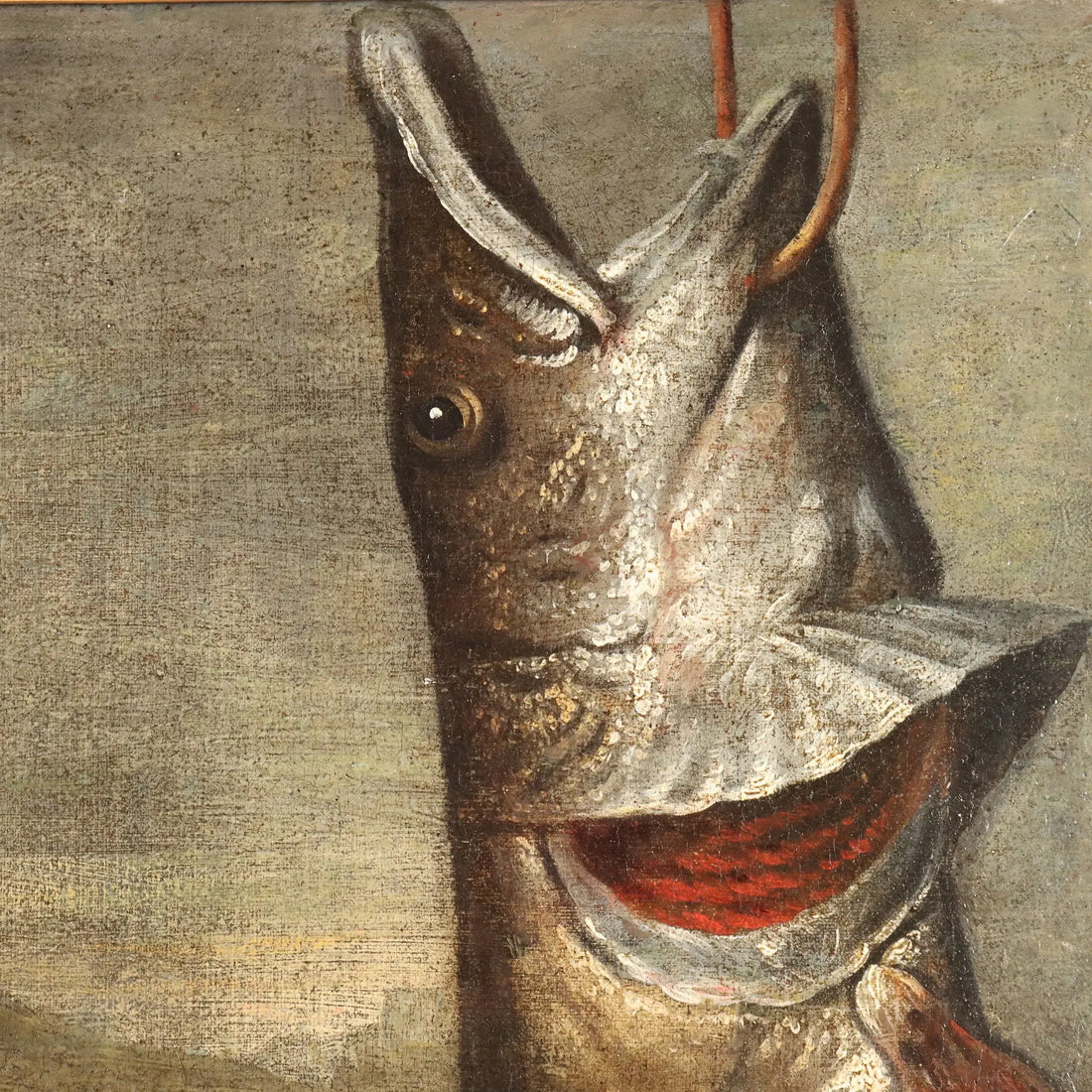 Antique Painting Still Life with Fishes and Snails Oil on Canvas '600-'700