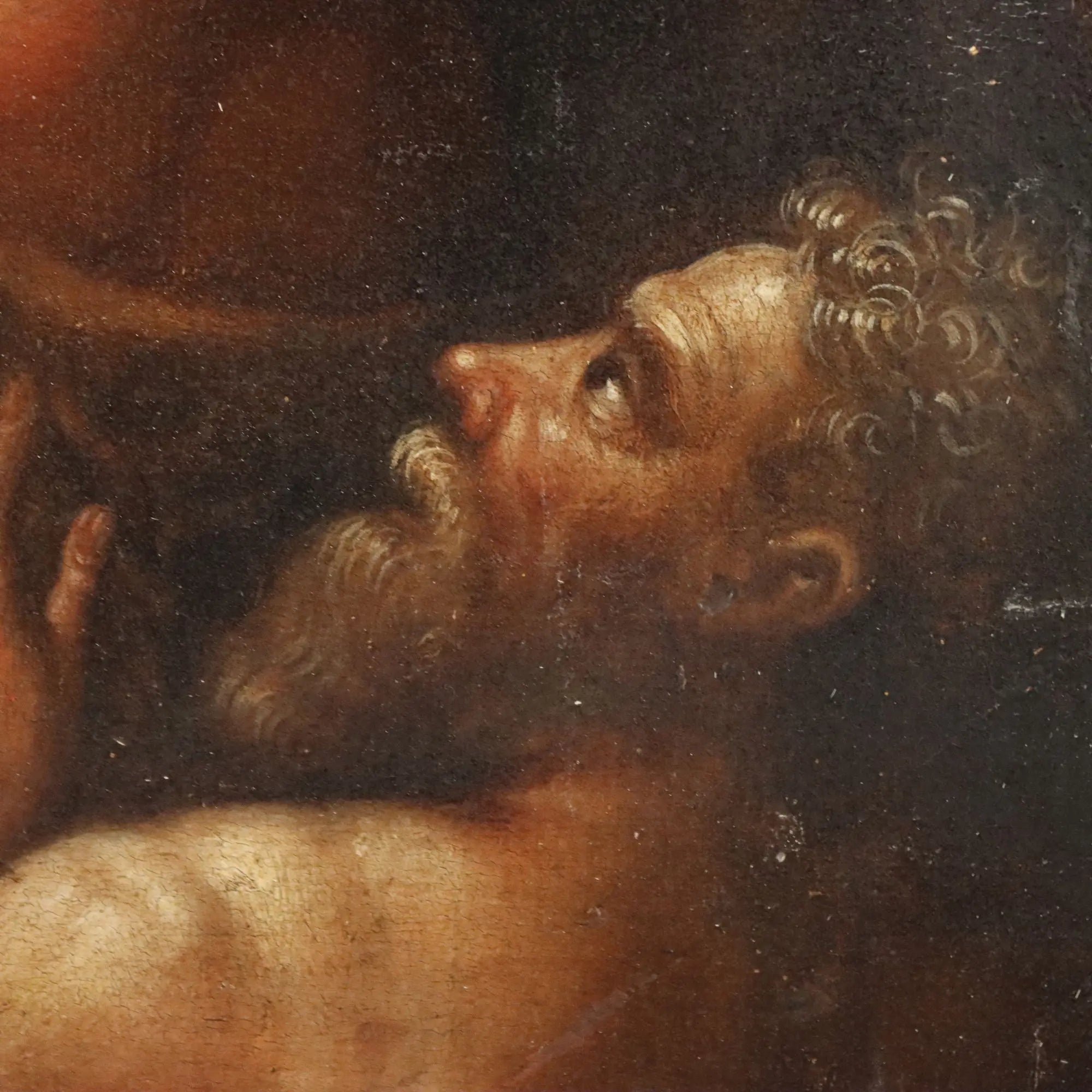 Antique Painting Christ in Purgatory Oil on Hardboard XVI-XVII Century