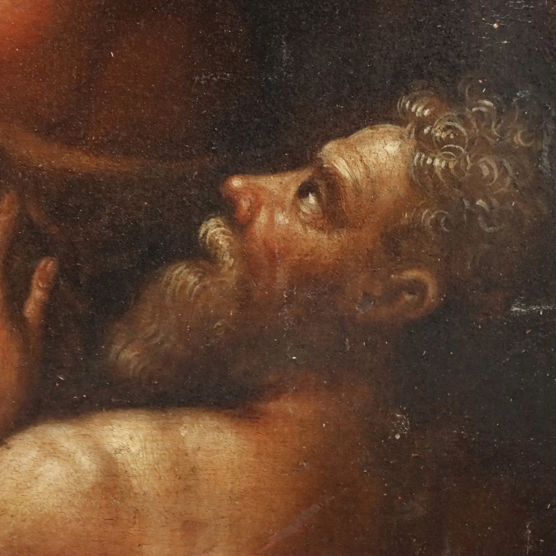 Antique Painting Christ in Purgatory Oil on Hardboard XVI-XVII Century