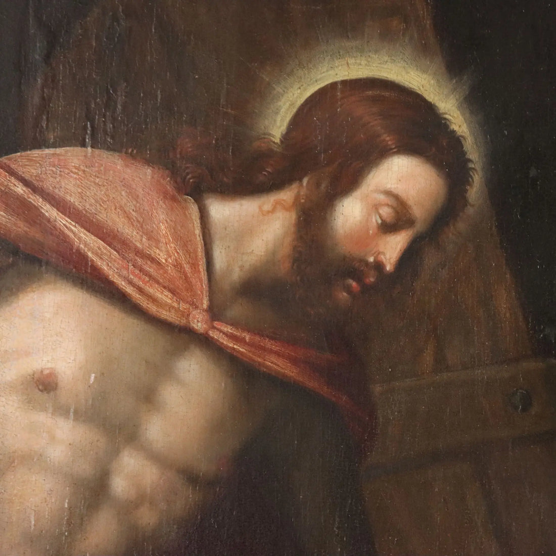 Antique Painting Christ in Purgatory Oil on Hardboard XVI-XVII Century