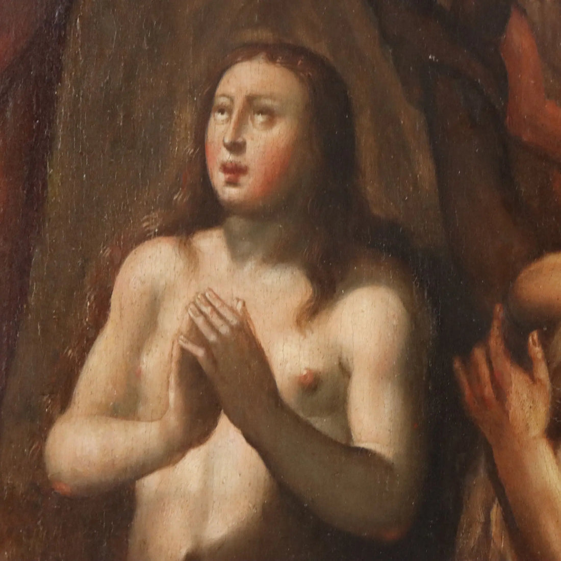 Antique Painting Christ in Purgatory Oil on Hardboard XVI-XVII Century