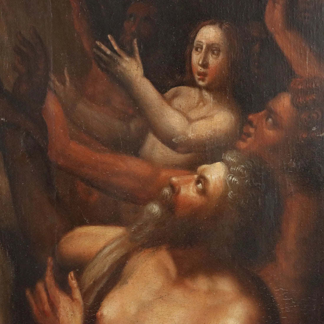 Antique Painting Christ in Purgatory Oil on Hardboard XVI-XVII Century