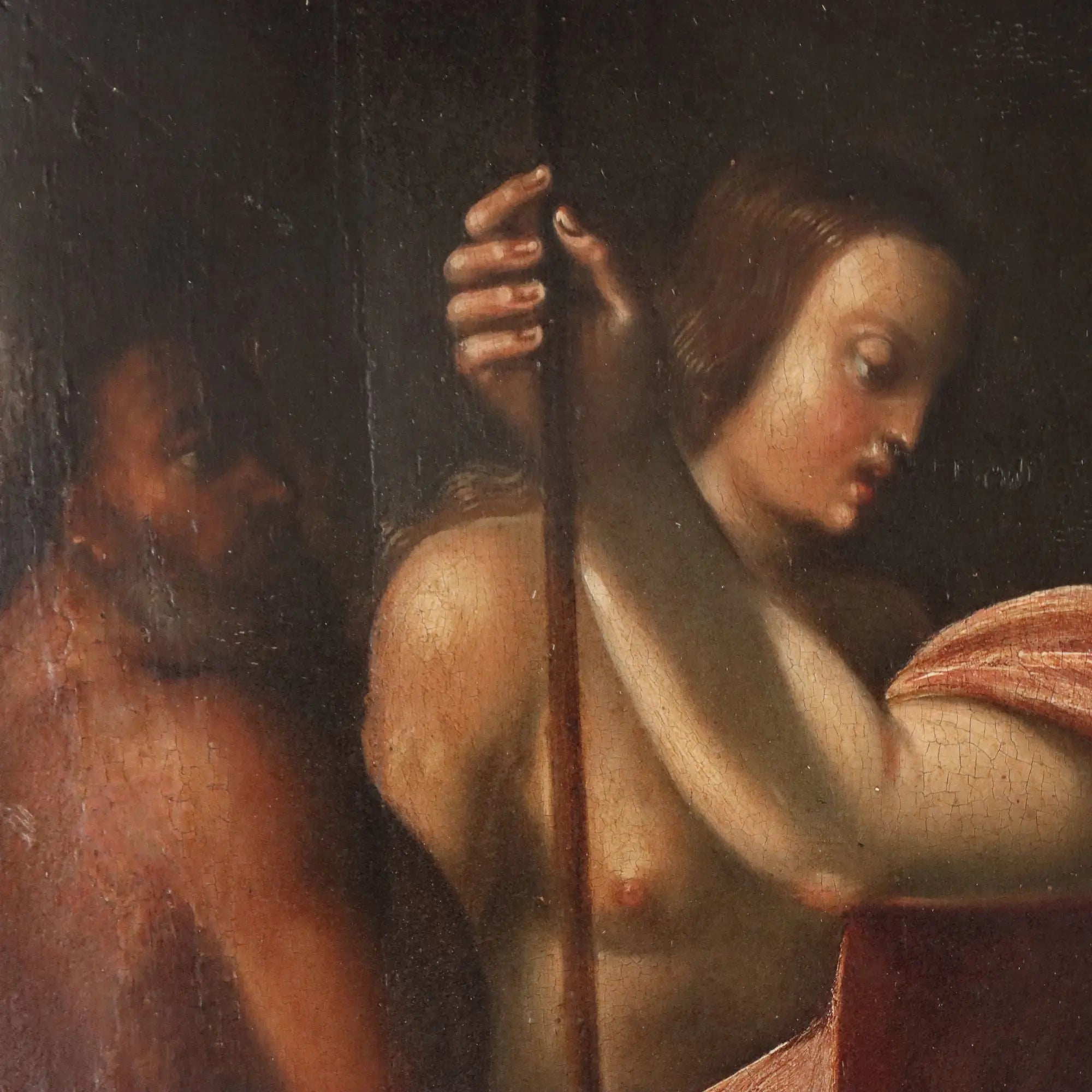 Antique Painting Christ in Purgatory Oil on Hardboard XVI-XVII Century