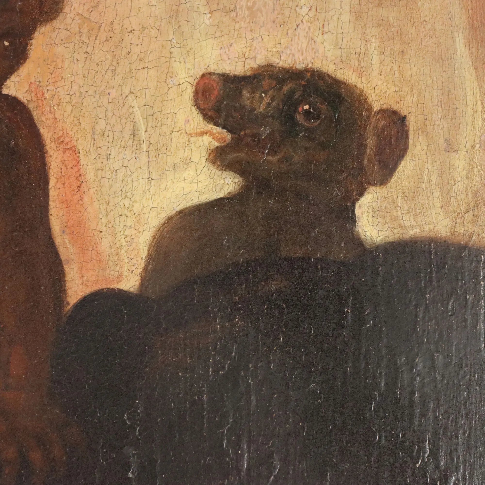 Antique Painting Christ in Purgatory Oil on Hardboard XVI-XVII Century