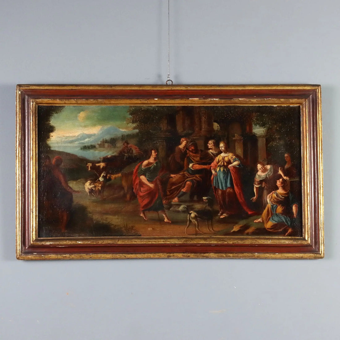 Antique Painting Jacob asks Laban for Rachel's Hand XVII Century