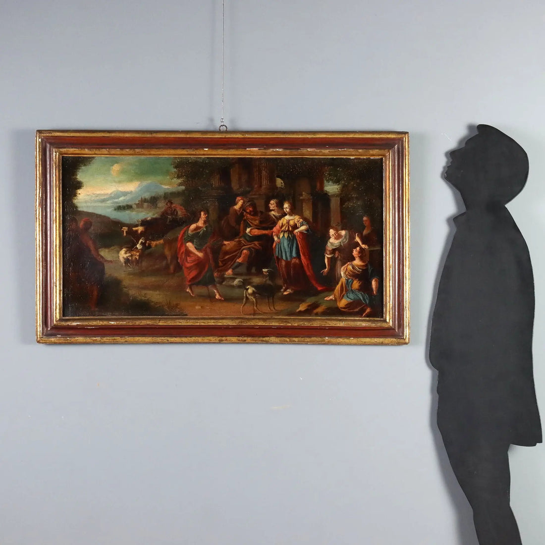 Antique Painting Jacob asks Laban for Rachel's Hand XVII Century