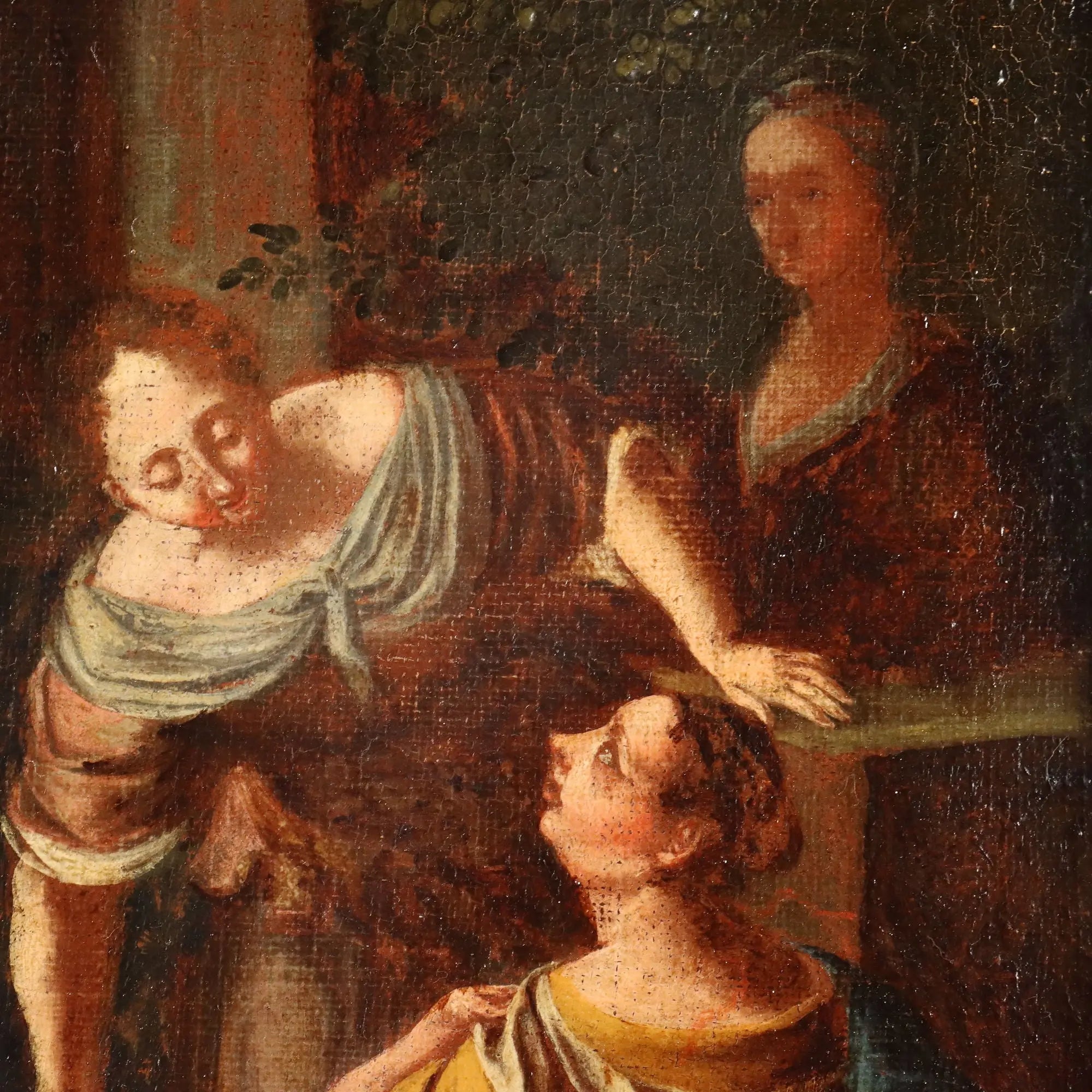 Antique Painting Jacob asks Laban for Rachel's Hand XVII Century