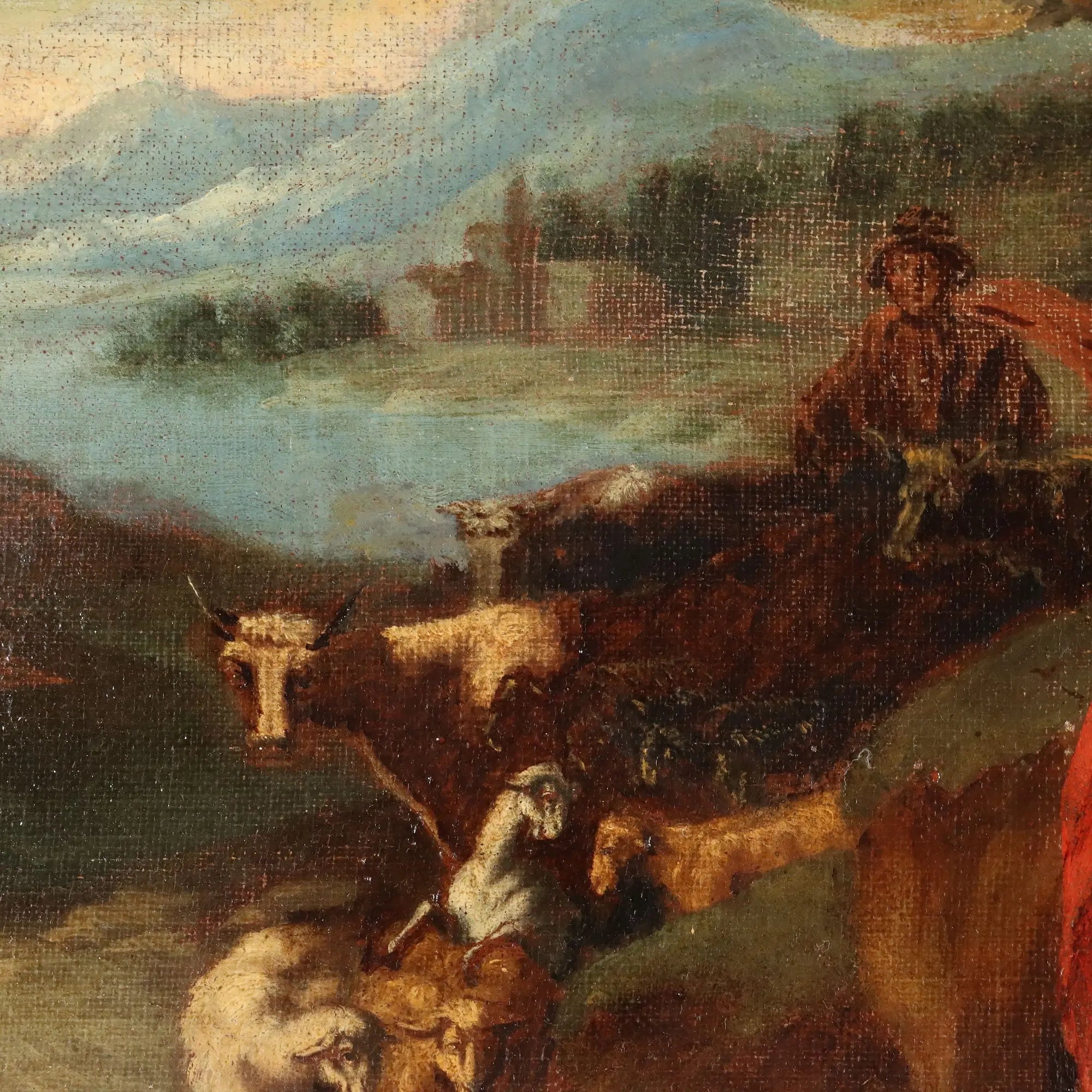Antique Painting Jacob asks Laban for Rachel's Hand XVII Century