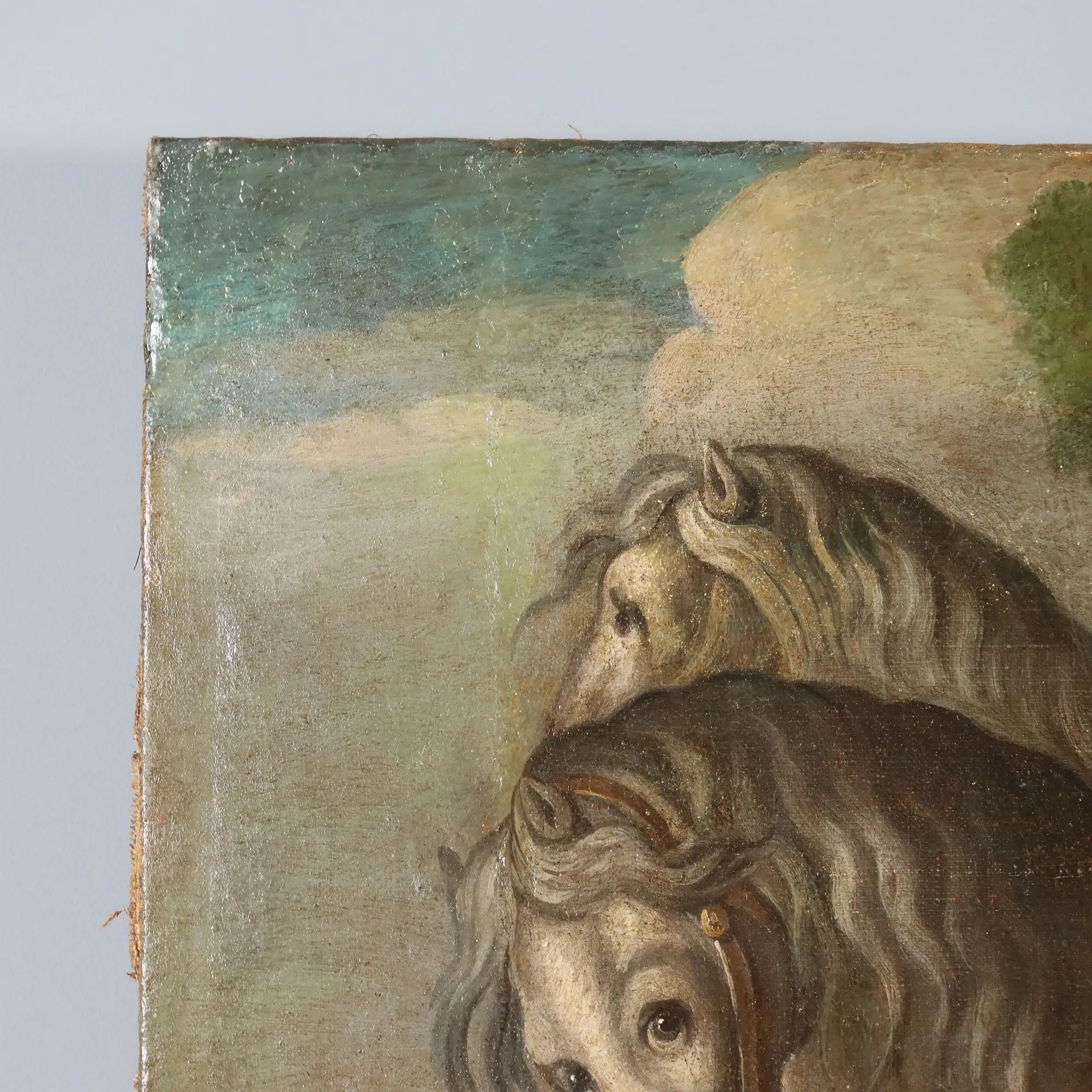 Antique Painting The Baptism of the Eunuch Oil on Canvas XVII Century