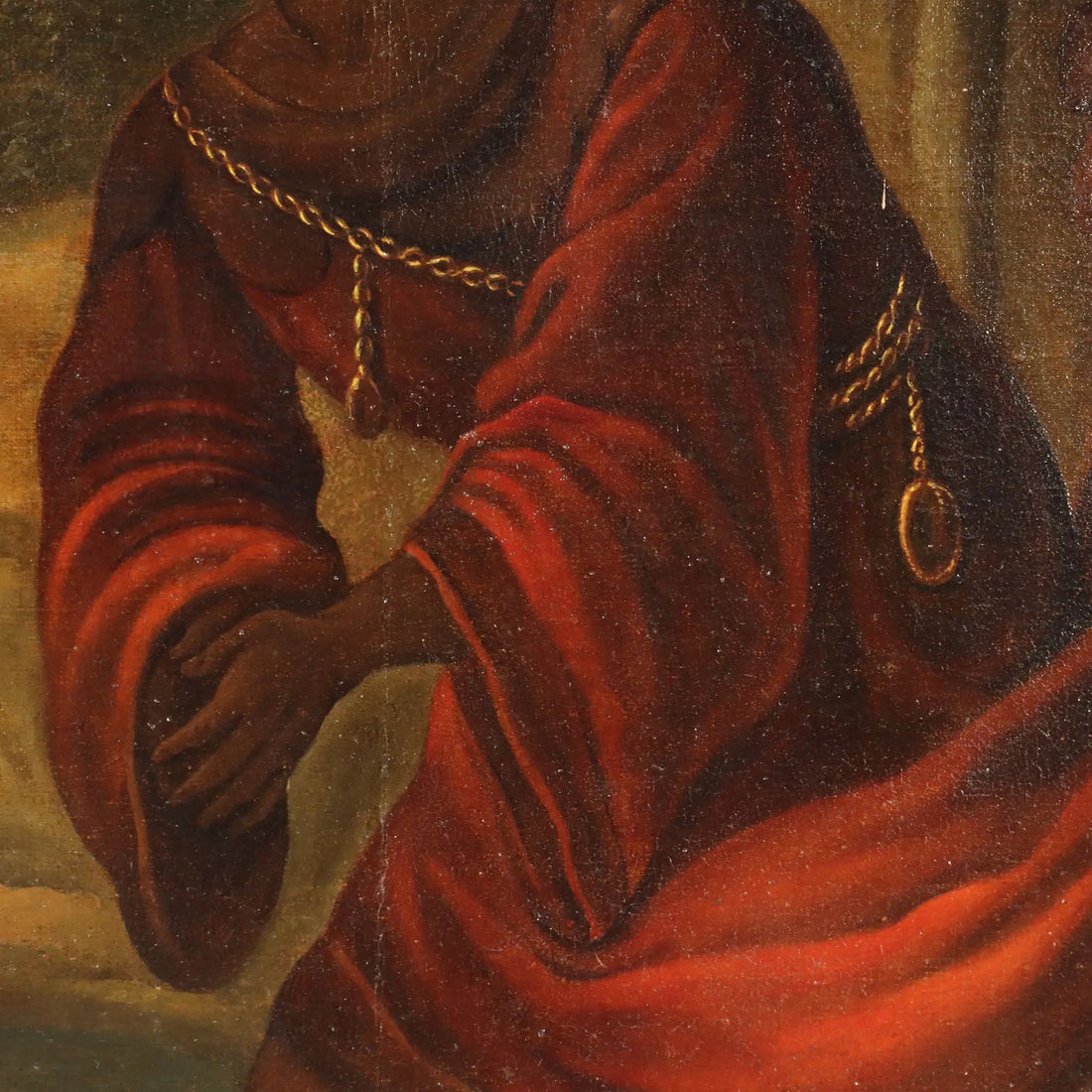 Antique Painting The Baptism of the Eunuch Oil on Canvas XVII Century