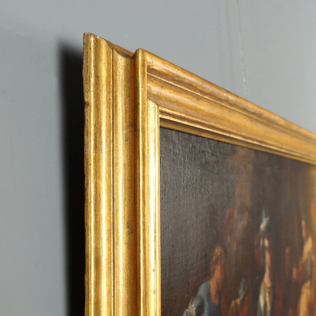 Antique Painting Muzio Scevola Oil on Canvas Bologna Italy XVII Century