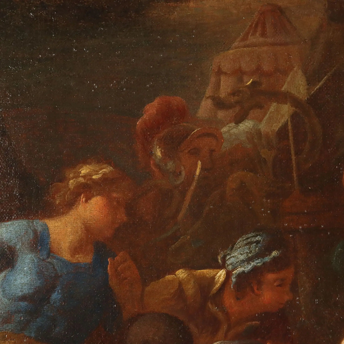 Antique Painting Muzio Scevola Oil on Canvas Bologna Italy XVII Century
