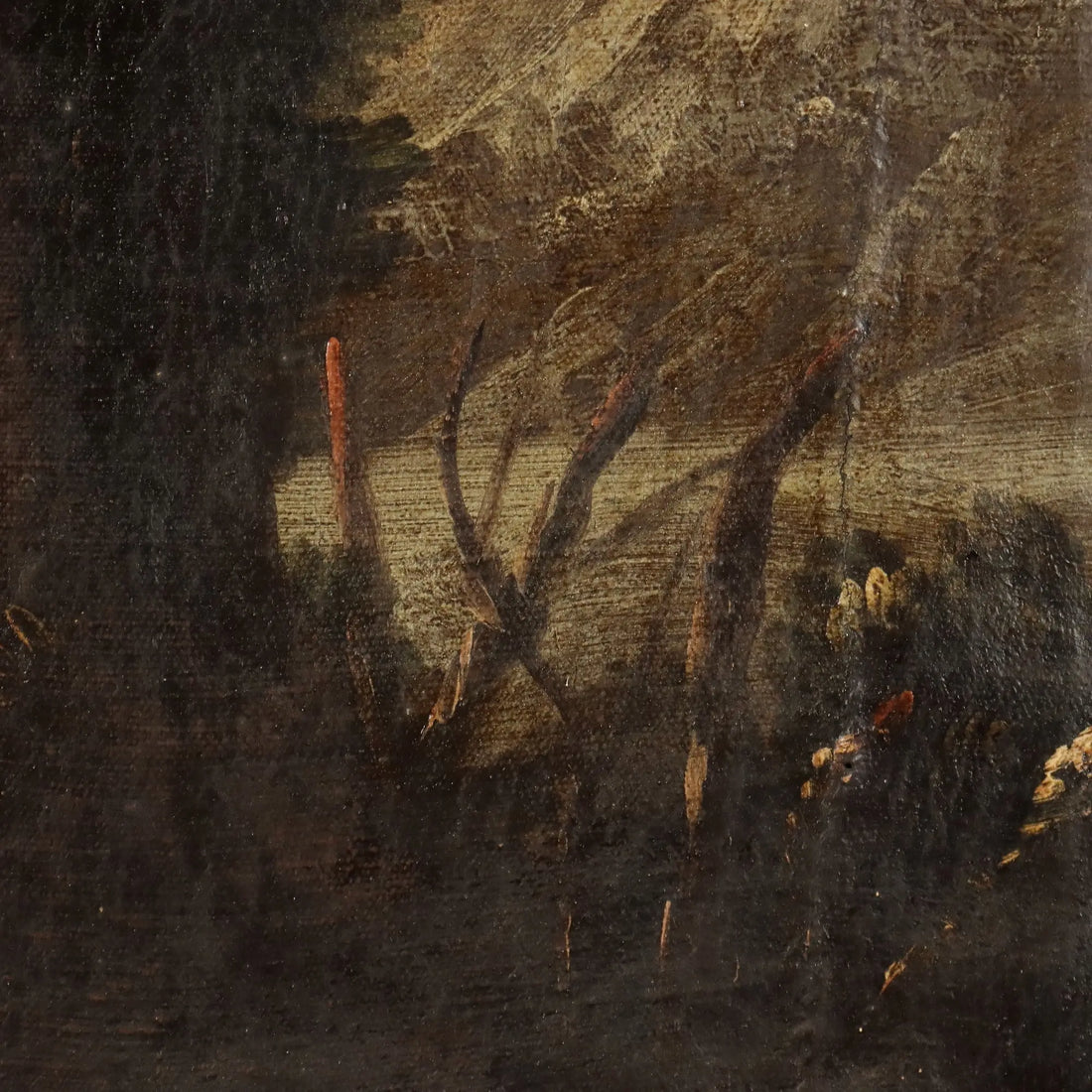 Antique Painting Landscape with Buildings Oil on Canvas '700