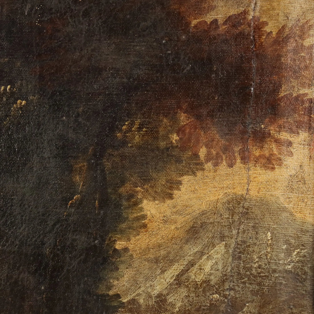 Antique Painting Landscape with Buildings Oil on Canvas '700