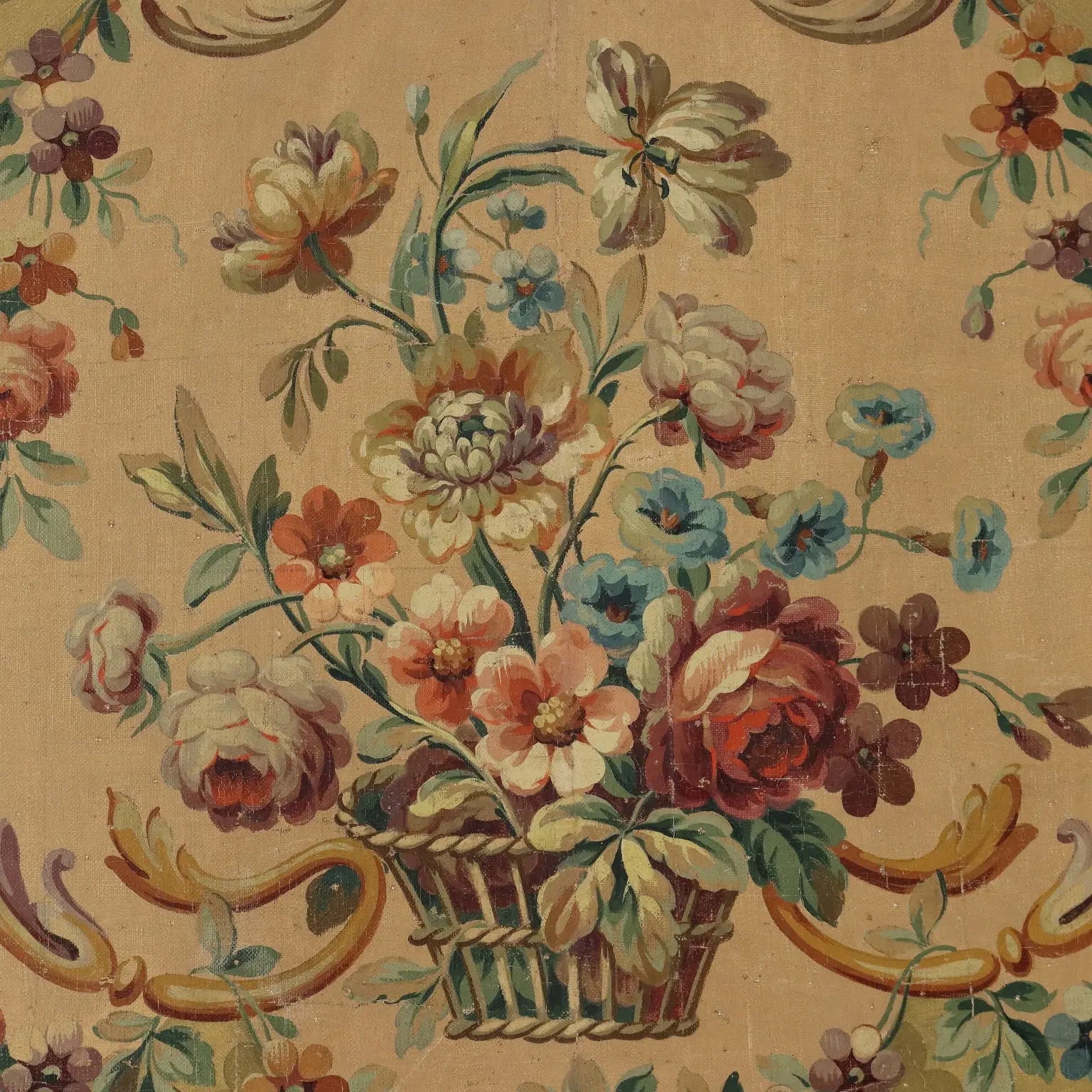 Modern Painting Flower Decorations Oil on Canvas Italy XX Century