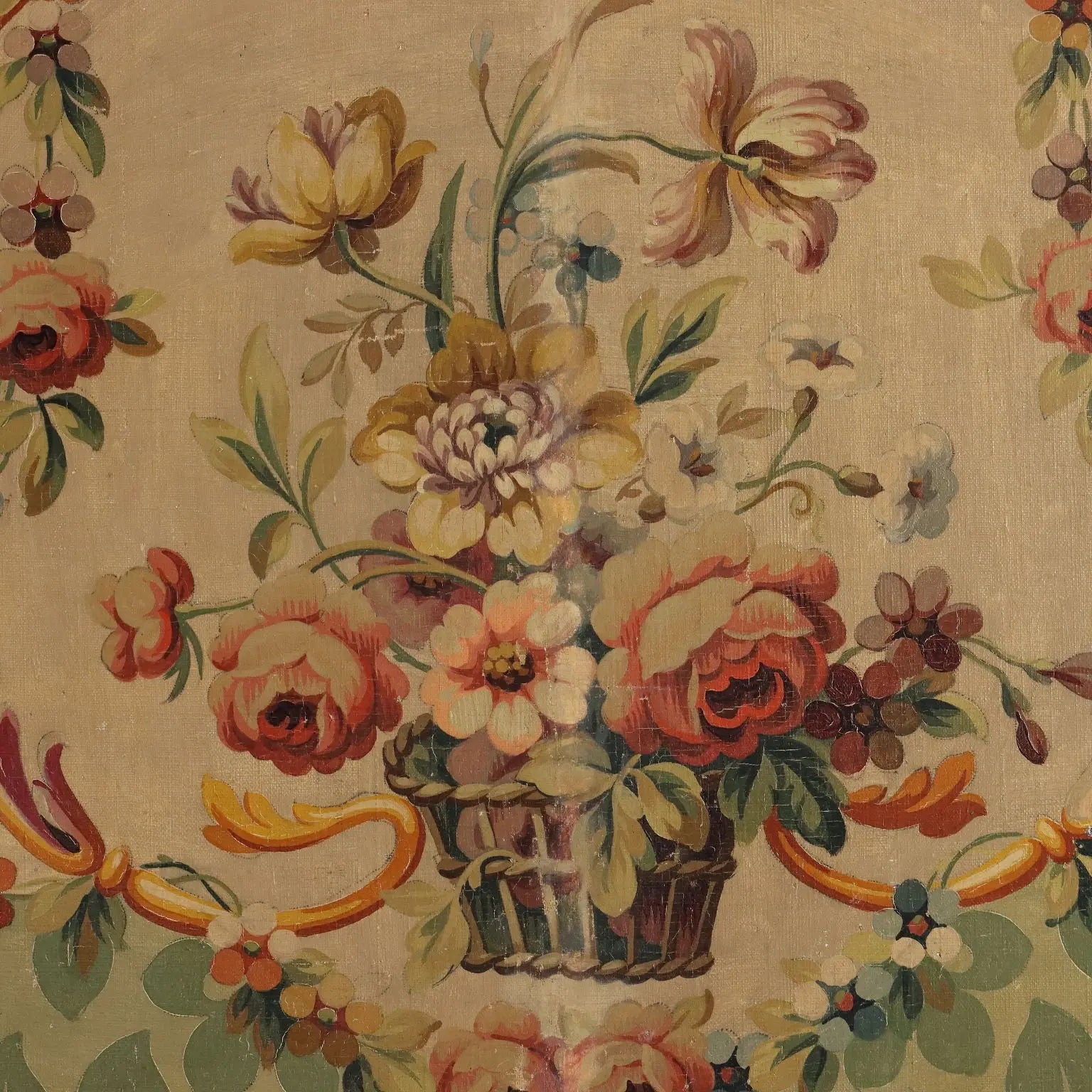 Modern Painting Flower Decorations Oil on Canvas Italy XX Century