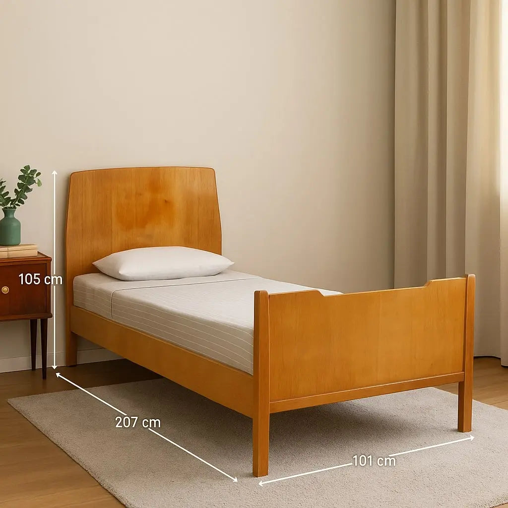 Vintage Single Bed Ash Veneered Wood Italy 1950s | Modernism | Complements