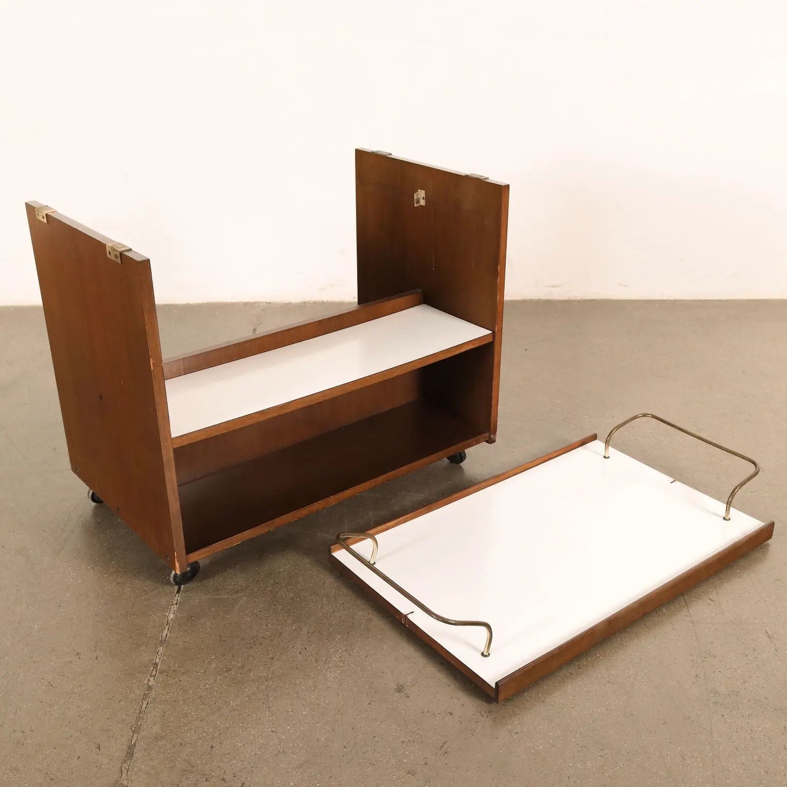Vintage Kitchen Trolley Laminate Walnut Veneer Design 1970s | Modernism | Complements