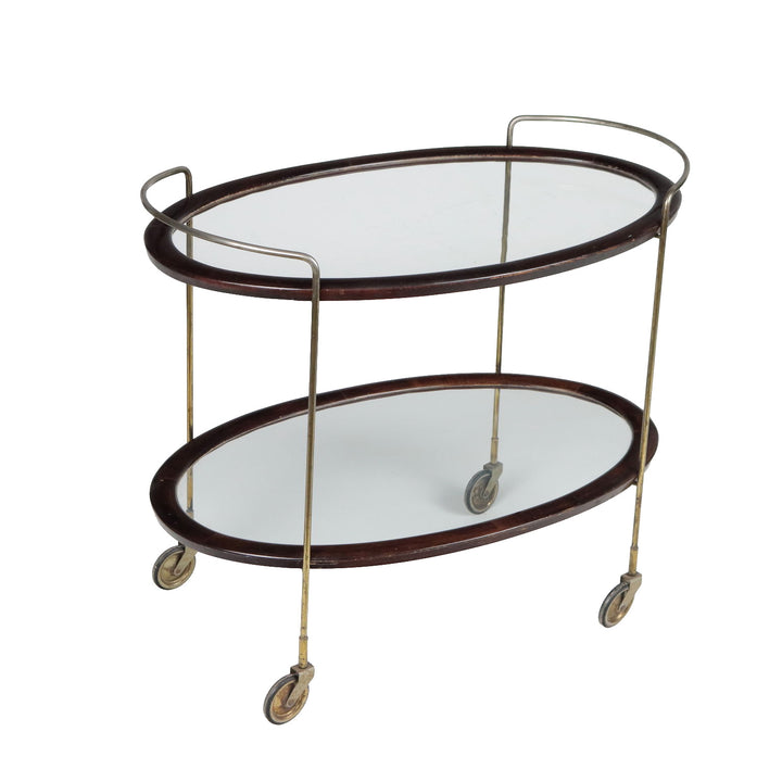 Vintage Service Trolley Stained Wood Glass Italy 1950s | Modernism  Complements