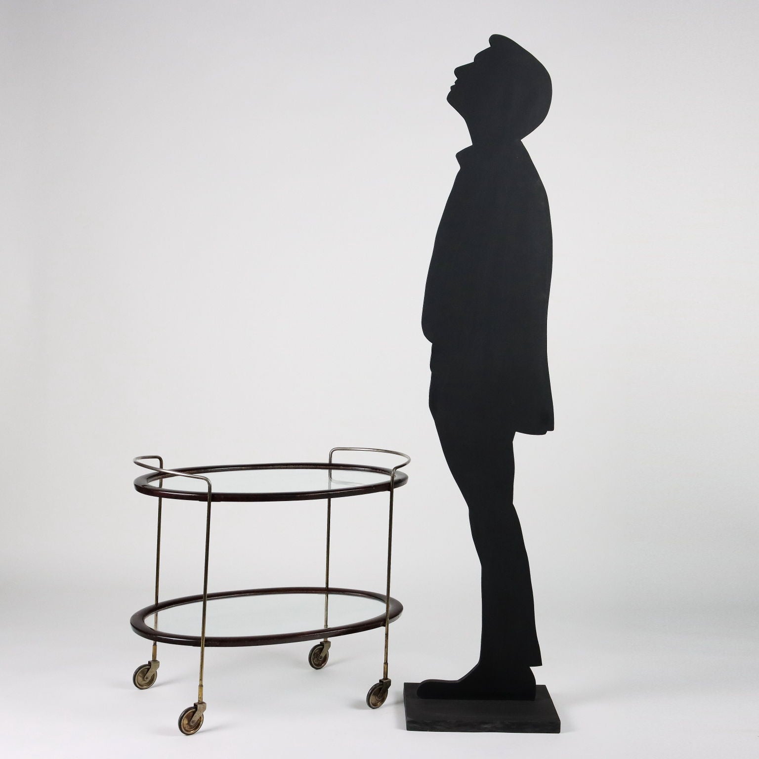 Vintage Service Trolley Stained Wood Glass Italy 1950s | Modernism  Complements