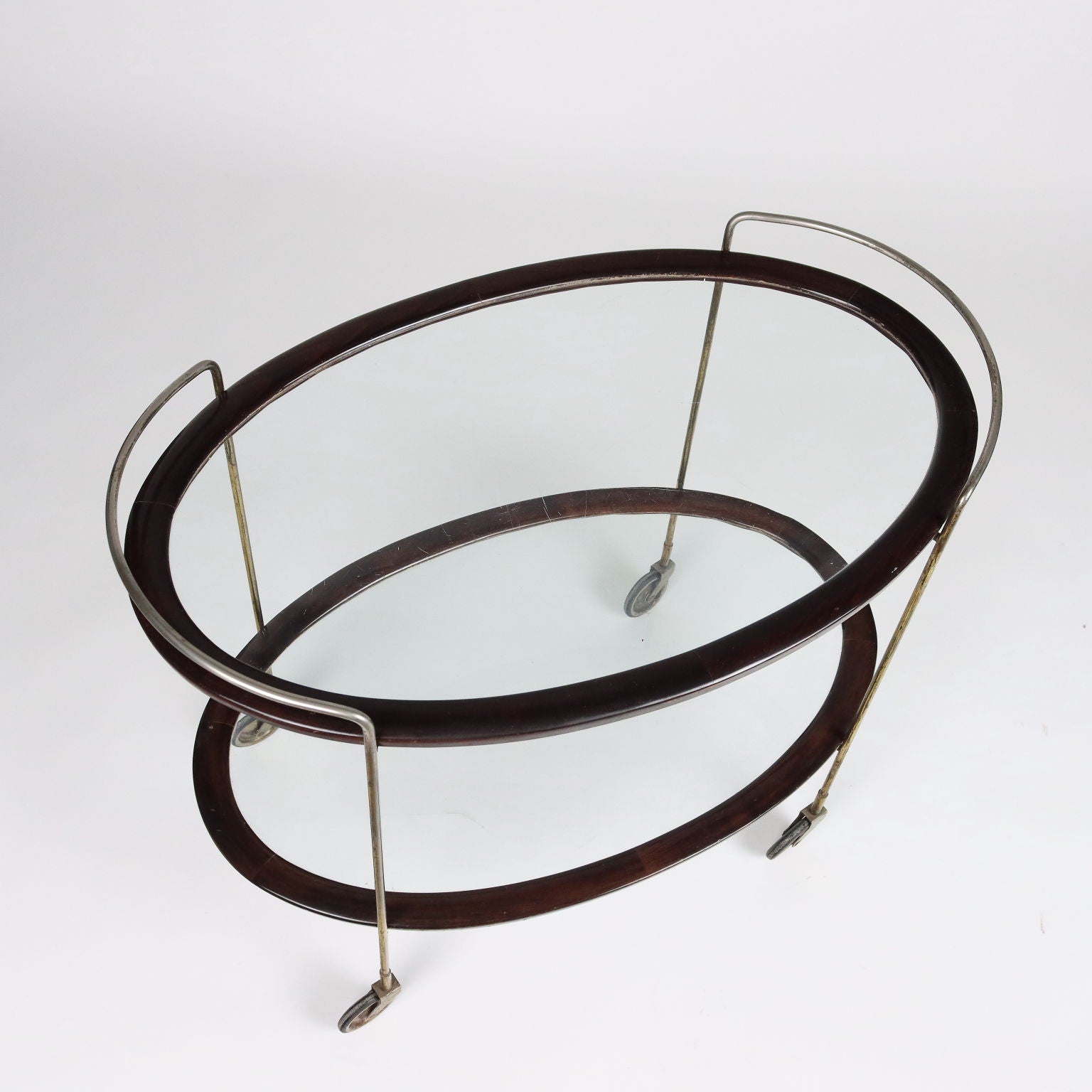 Vintage Service Trolley Stained Wood Glass Italy 1950s | Modernism  Complements