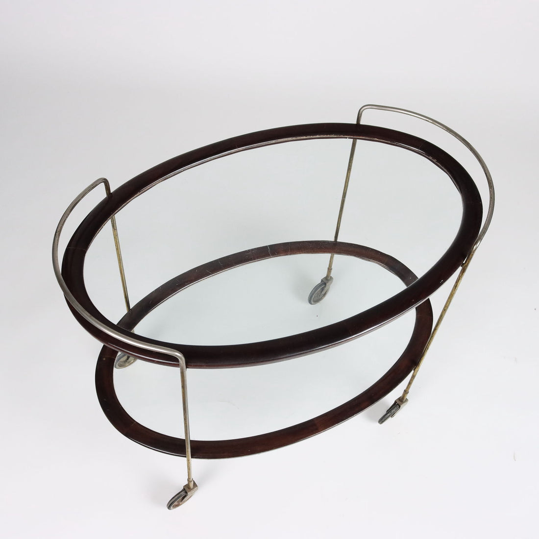 Vintage Service Trolley Stained Wood Glass Italy 1950s | Modernism  Complements