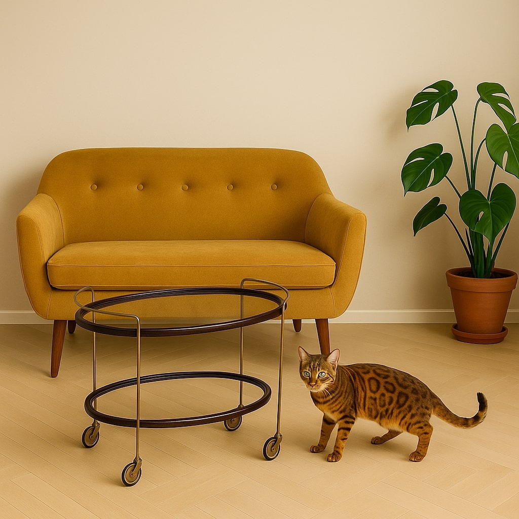 Vintage Service Trolley Stained Wood Glass Italy 1950s | Modernism  Complements