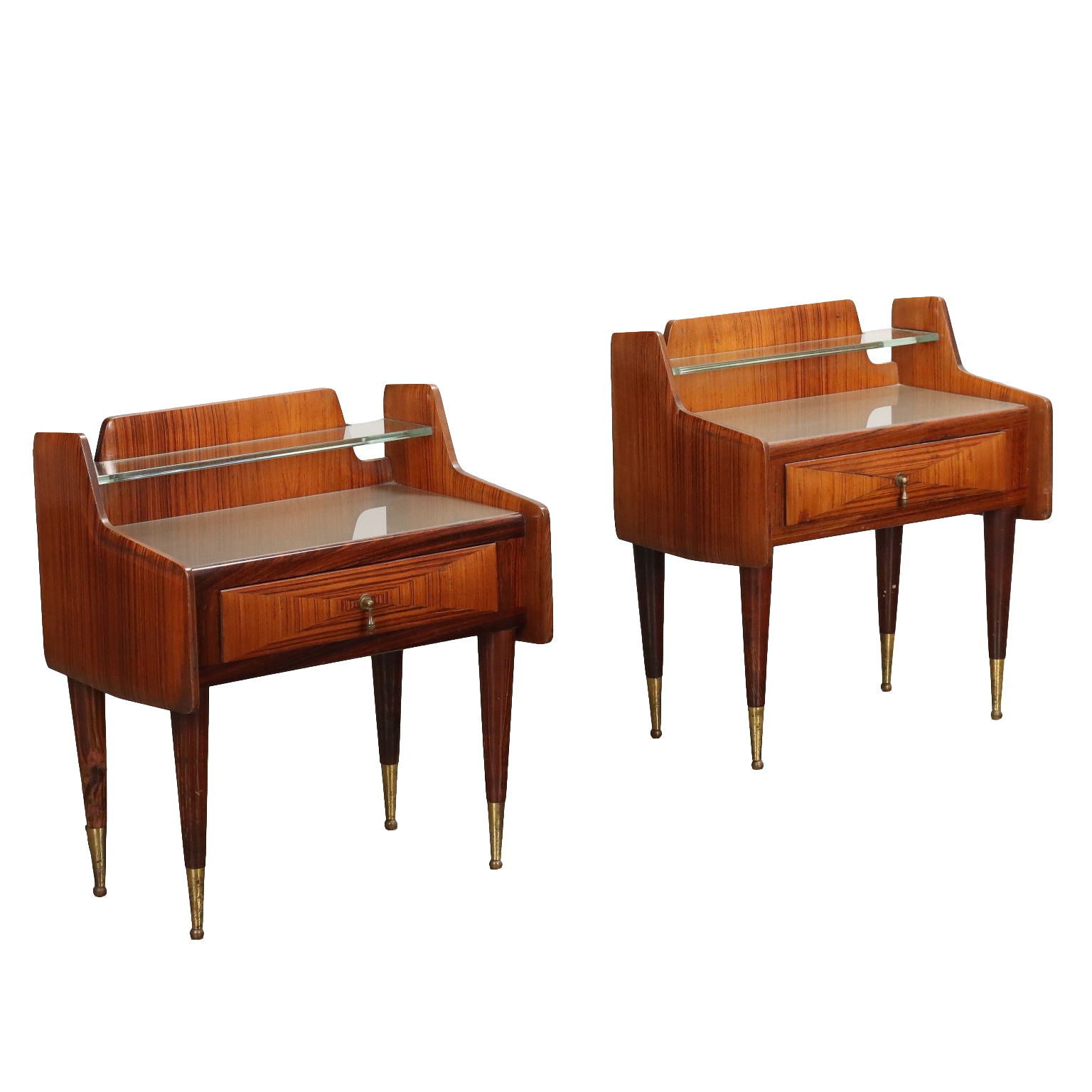Pair of Vintage 1950s-60s Bedside Tables Exotic Wood Italy | Modernism  Complements