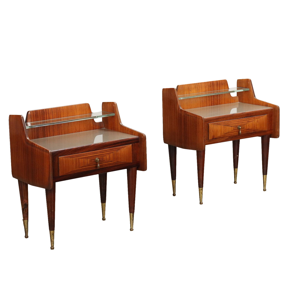 Pair of Vintage 1950s-60s Bedside Tables Exotic Wood Italy | Modernism  Complements