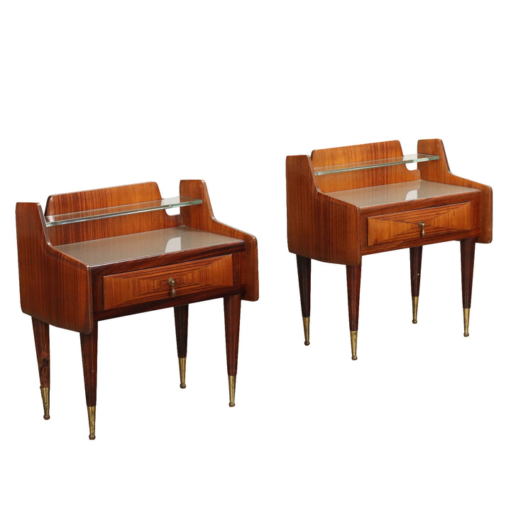 Pair of Vintage 1950s-60s Bedside Tables Exotic Wood Italy | Modernism  Complements