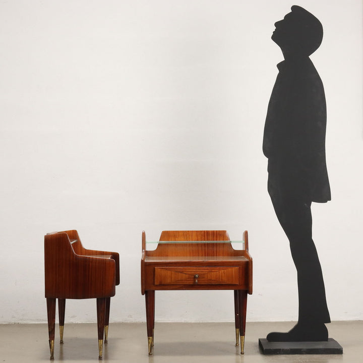 Pair of Vintage 1950s-60s Bedside Tables Exotic Wood Italy | Modernism  Complements
