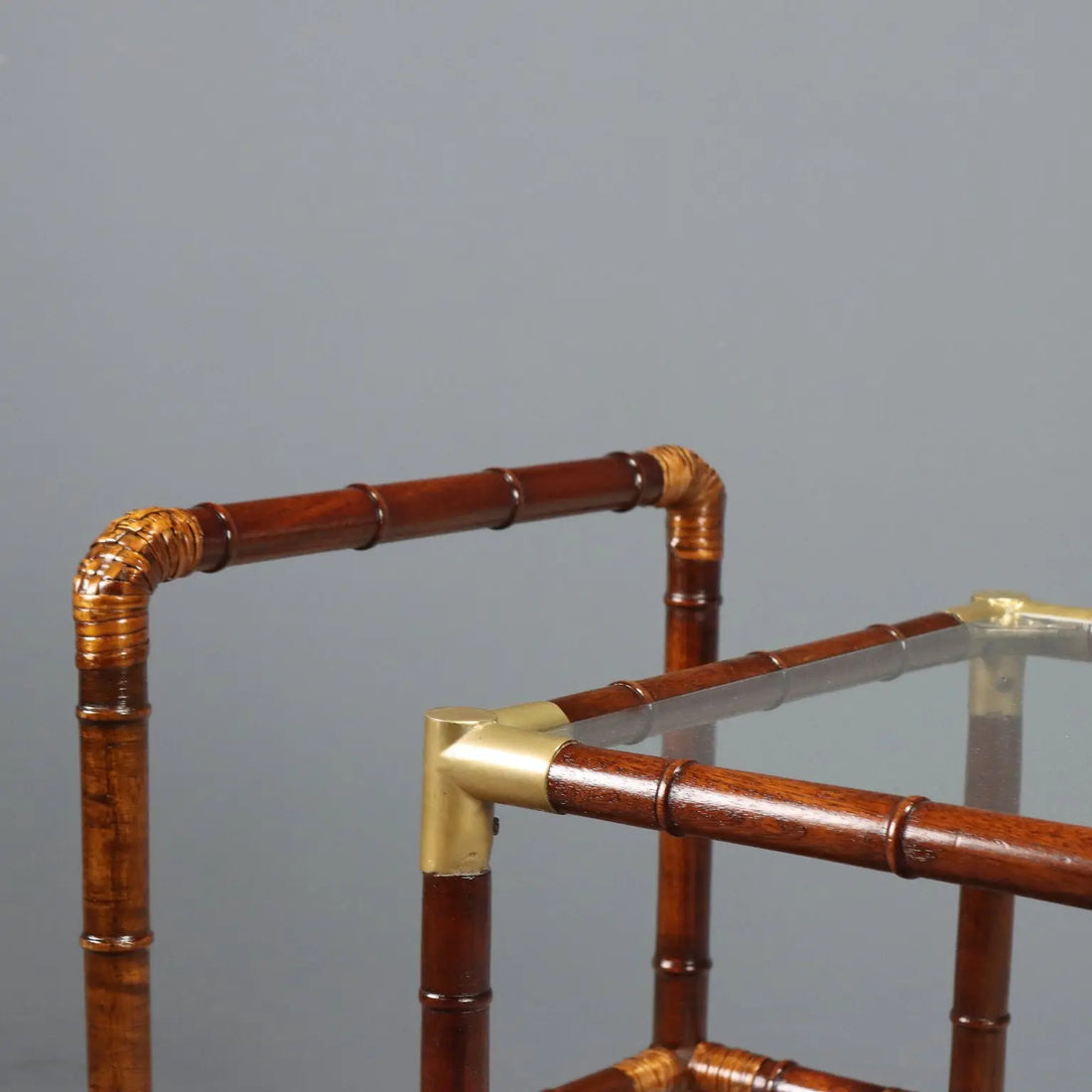 Vintage Kitchen Trolley Bamboo Brass Design Italy 1950s