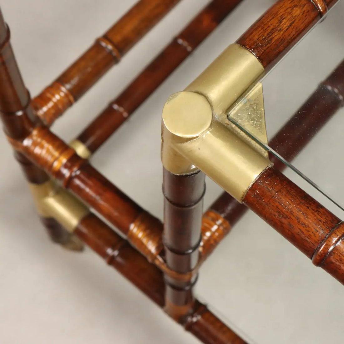 Vintage Kitchen Trolley Bamboo Brass Design Italy 1950s