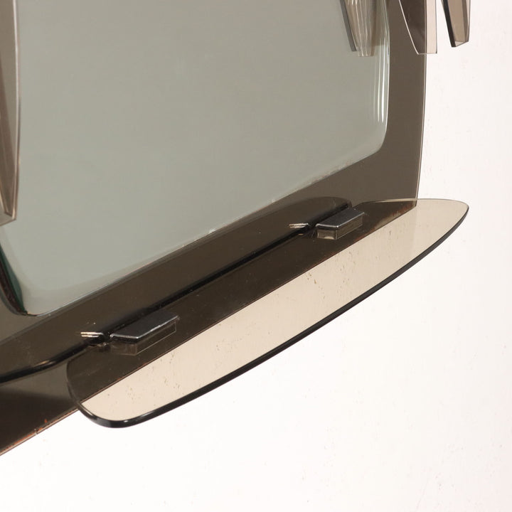 Vintage 1960s Wall Mirror with Wall Lamps Glass Italy | Modernism  Complements