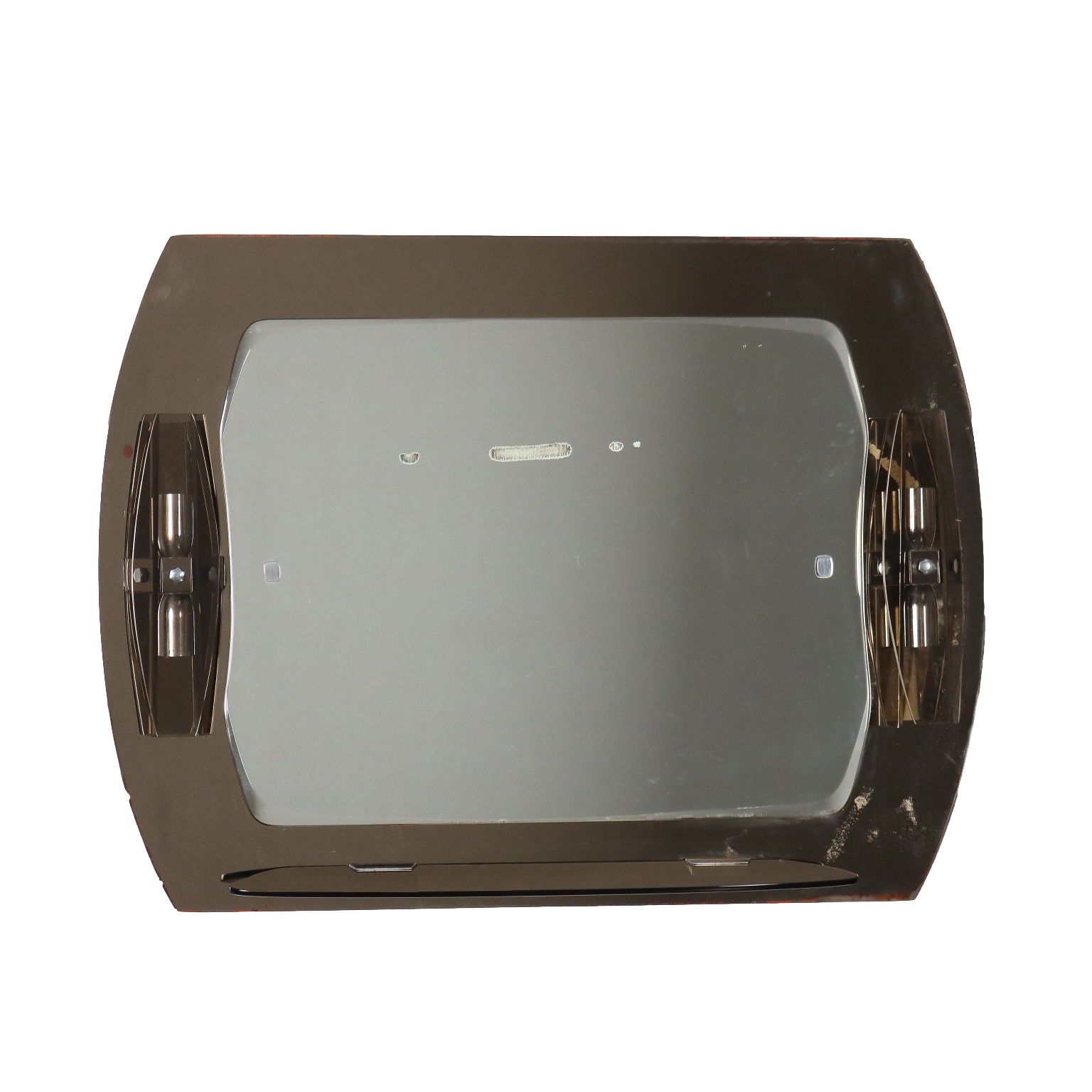 Vintage 1960s Wall Mirror with Wall Lamps Glass Italy | Modernism  Complements