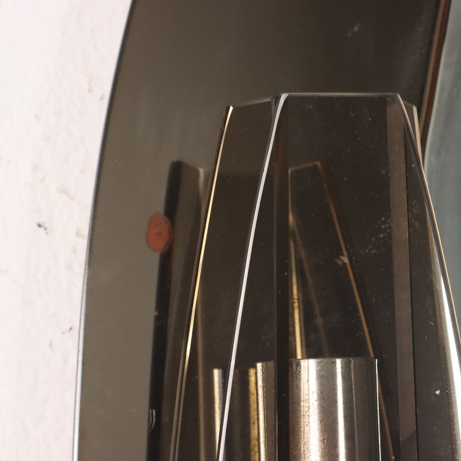 Vintage 1960s Wall Mirror with Wall Lamps Glass Italy | Modernism  Complements