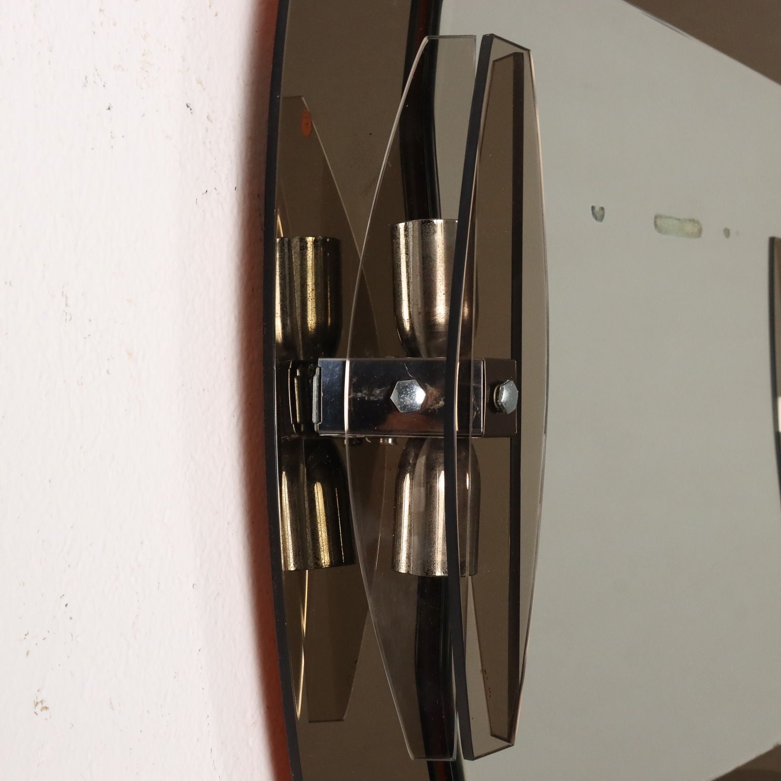 Vintage 1960s Wall Mirror with Wall Lamps Glass Italy | Modernism  Complements