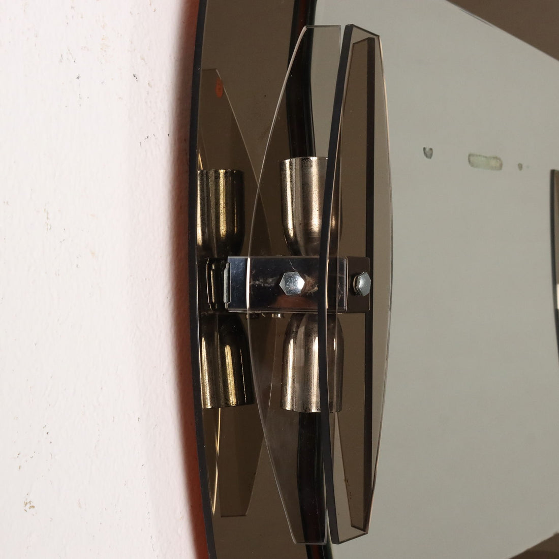 Vintage 1960s Wall Mirror with Wall Lamps Glass Italy | Modernism  Complements