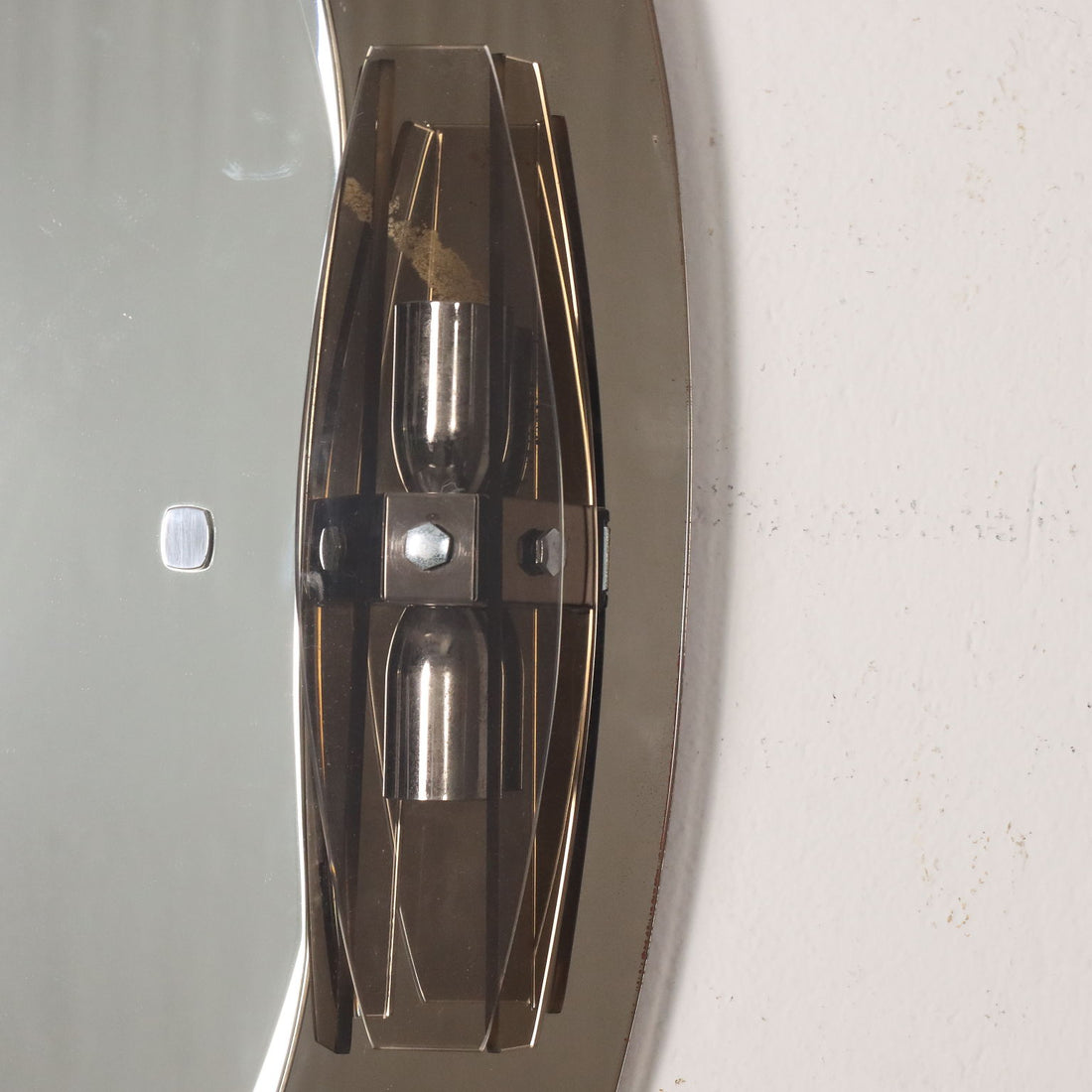 Vintage 1960s Wall Mirror with Wall Lamps Glass Italy | Modernism  Complements