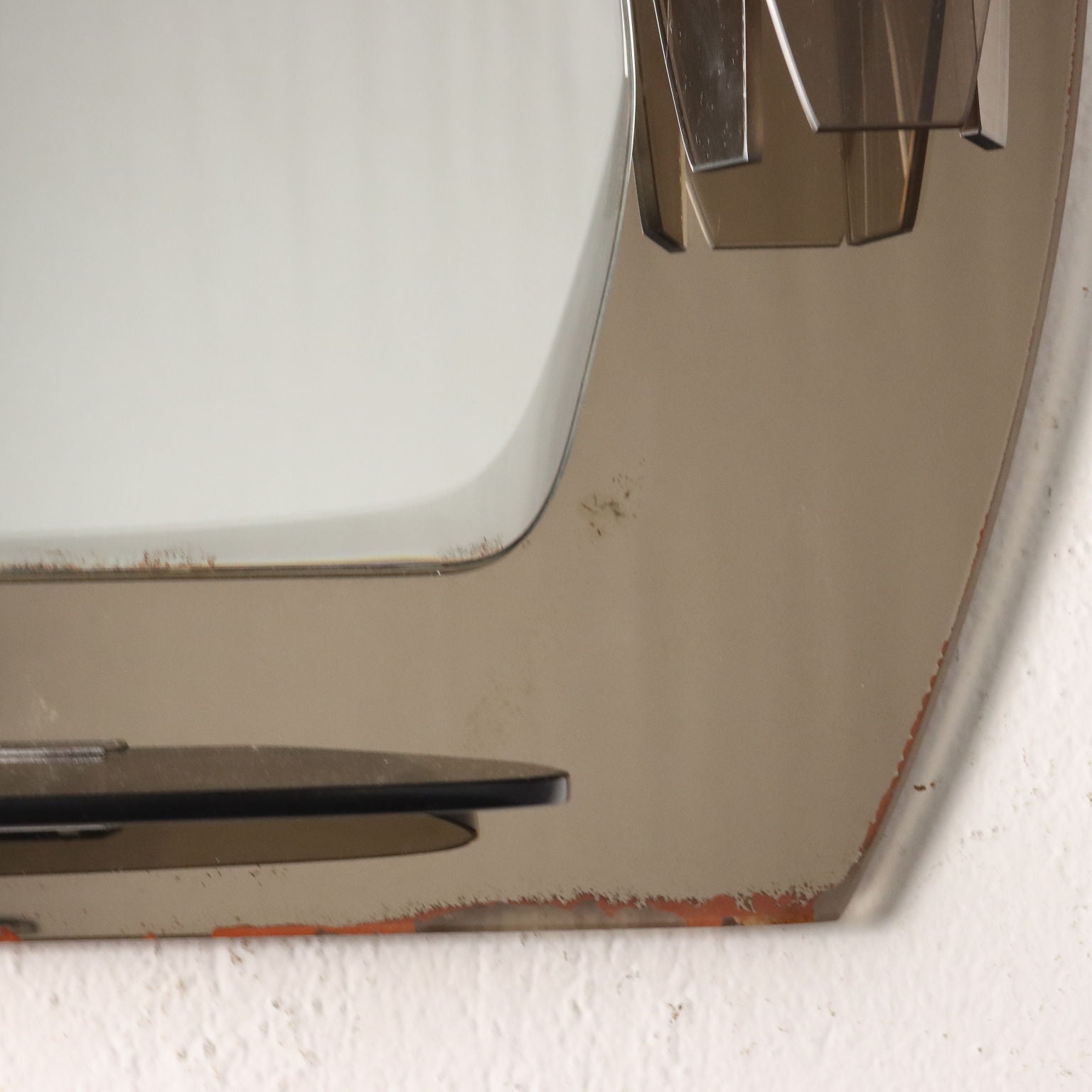 Vintage 1960s Wall Mirror with Wall Lamps Glass Italy | Modernism  Complements