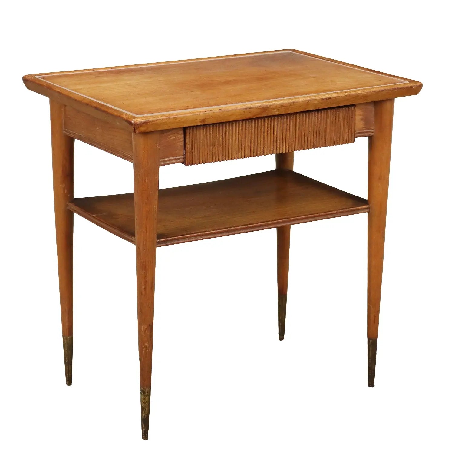 Vintage 1950s Coffee Table Brass Plexiglass Ash Wood Italy | Modernism | Complements