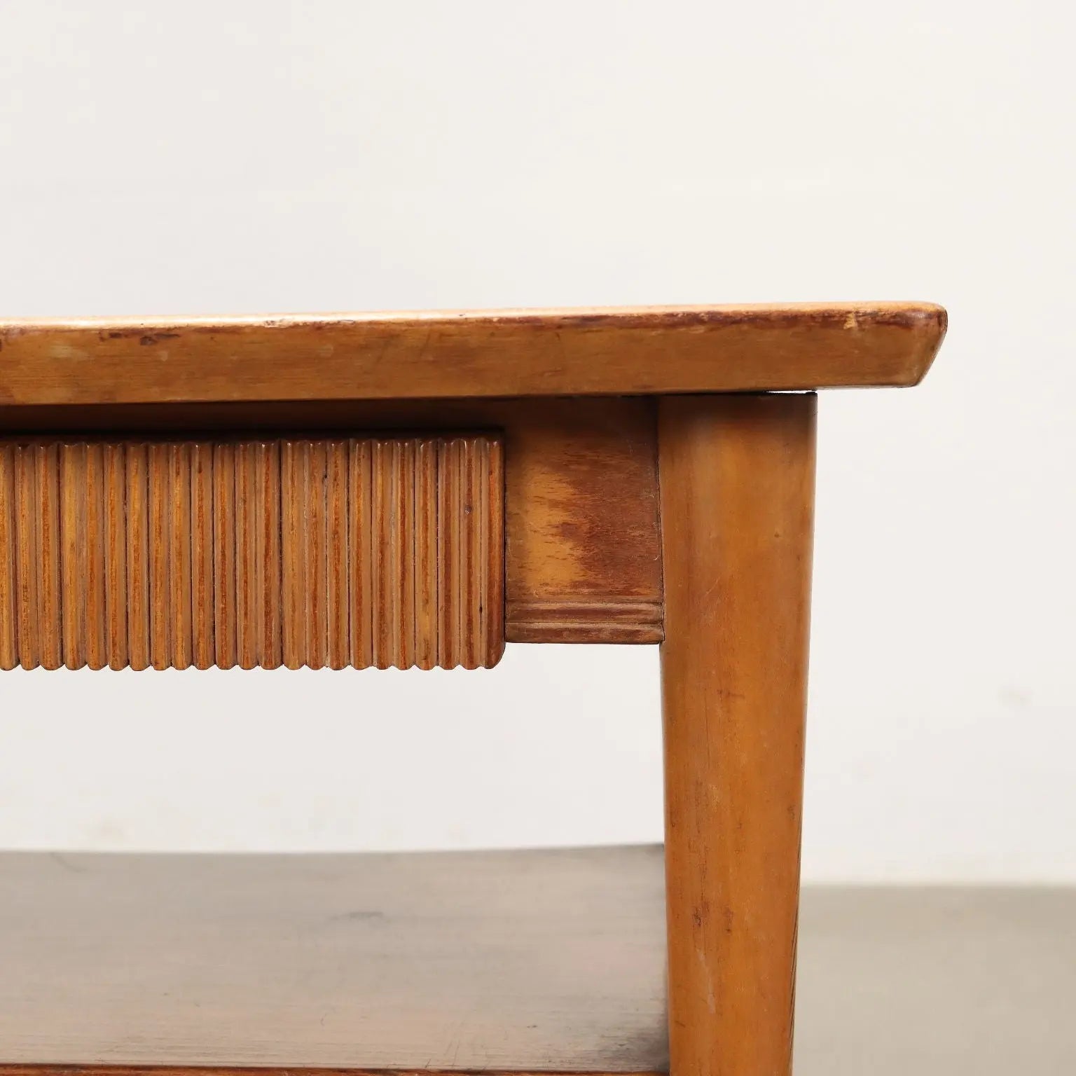 Vintage 1950s Coffee Table Brass Plexiglass Ash Wood Italy | Modernism | Complements