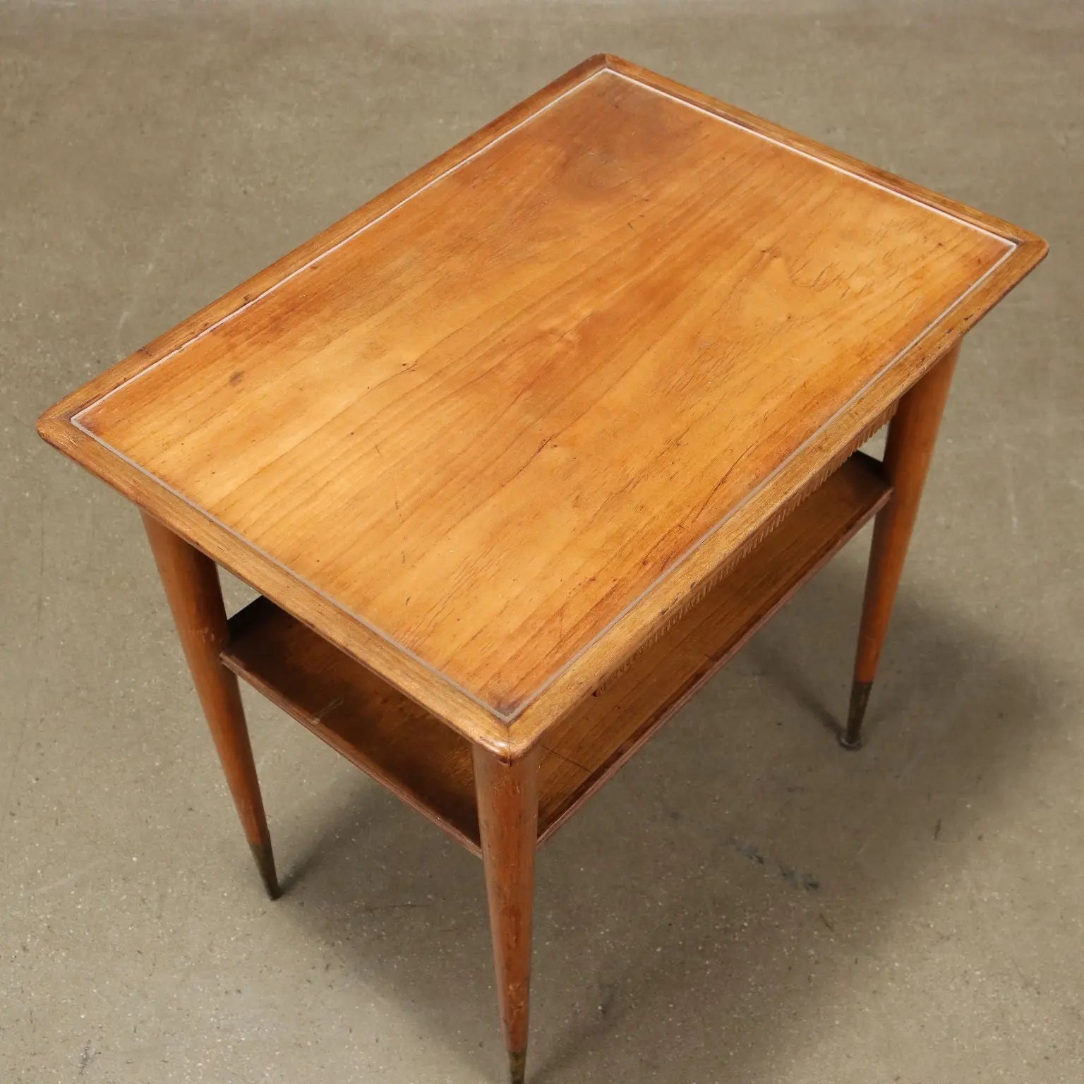 Vintage 1950s Coffee Table Brass Plexiglass Ash Wood Italy | Modernism | Complements
