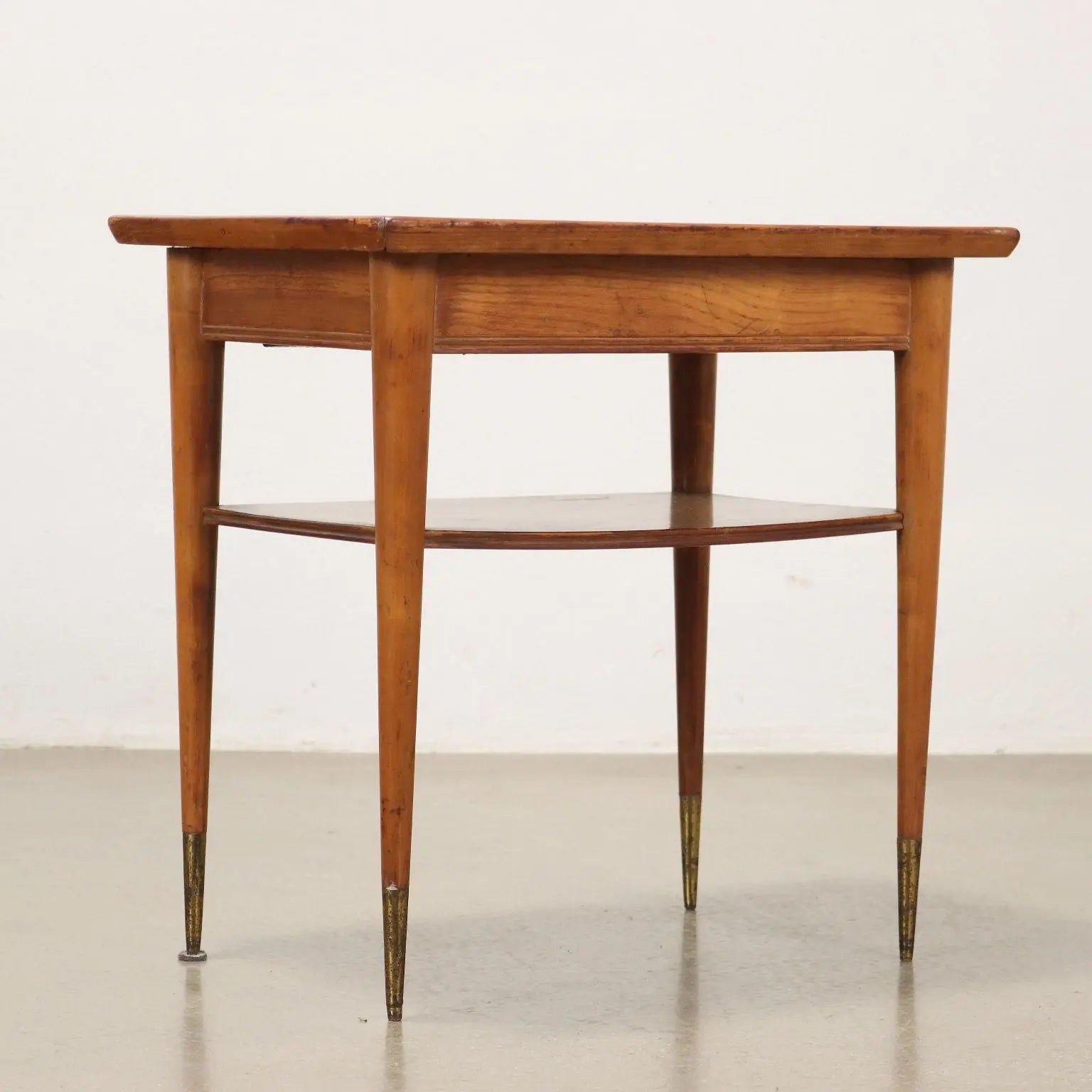 Vintage 1950s Coffee Table Brass Plexiglass Ash Wood Italy | Modernism | Complements