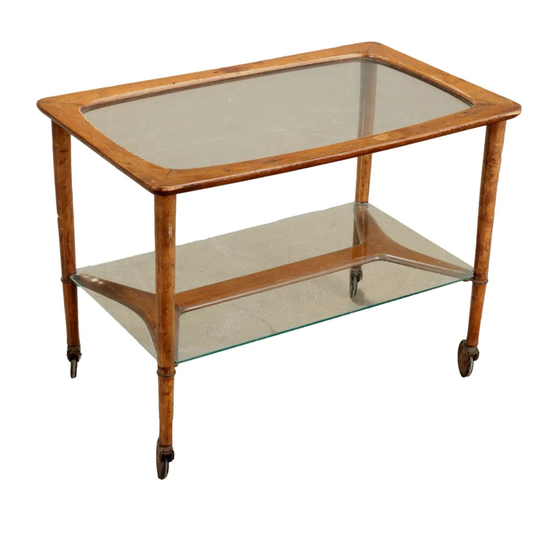 Vintage 1950s Kitchen Trolley Beech Glass Italy | Modernism | Complements